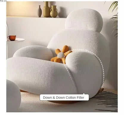Big white Internet celebrity rocking chair lazy sofa single rocking chair cream living room lazy chair simple balcony bedroom