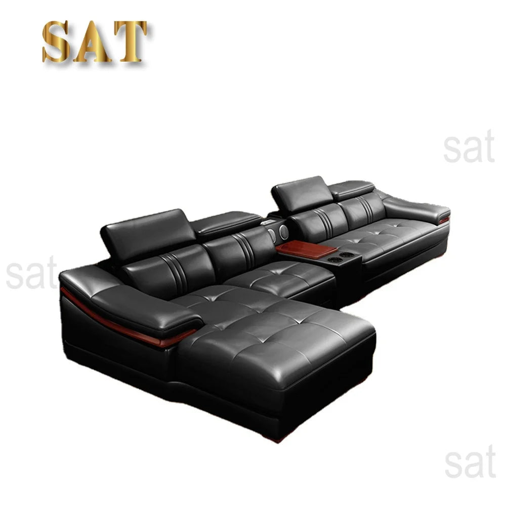 # Hot Sales Modern Sectional Sofa Multifunction Latex Cushion Sofa Leather L Shaped Living Sofa Set With Music Design
