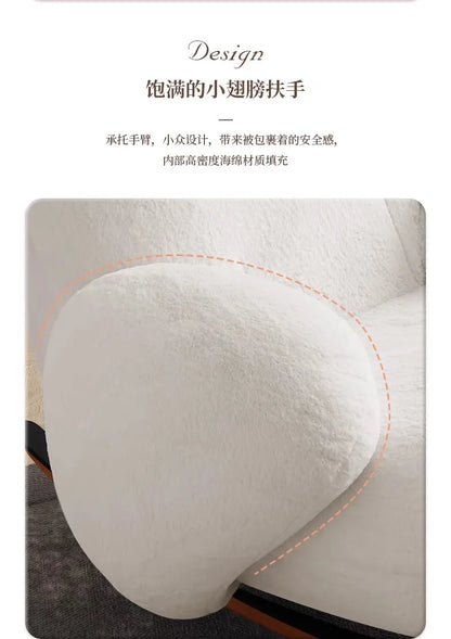 S White Rocking Chair Reclining and Sleeping Cream Single Plush Rocking Chair Lazy Sofa Balcony Leisure Chair  furniture