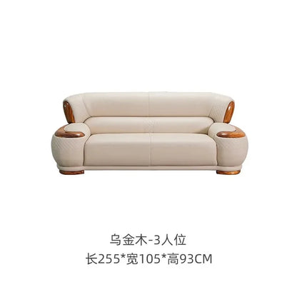 New Chinese Ebony Leather Sofa High-end Villa Large Flat Floor Living Room Leather Art Solid Wood Princess Corner 23 Combination