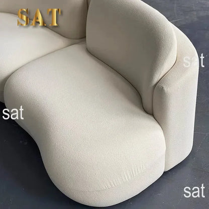l # Nordic Stylish Cloud-Shape White Fabric Luxury Sofa Set with Coffee Table Creative Modern Home Living Room Furniture for Hot