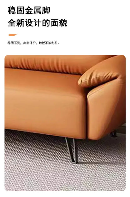 Simple modern business, light luxury leather three-person sofa