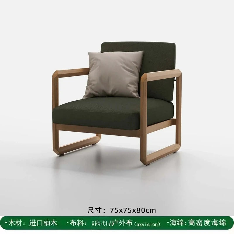 Outdoor solid wood sofa villa terrace rattan chair leisure combination furniture