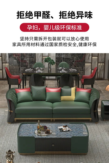 Italian luxury light luxury leather buckle sofa post-modern living room size apartment villa designer new sofa