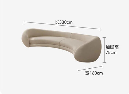 Italian minimalist large curved sofa living room small apartment light luxury designer fabric sofa