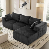 Modular Sectional with L-Shape Chaise, Cloud Sofa Living Room Bedroom Upholstered Sofa - No Installation - Plush Corduroy Fabric