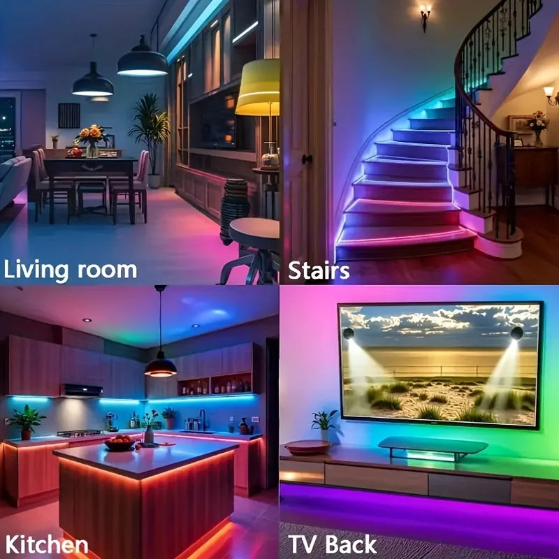 WS2812B LED Strip Lights 1-20M 5V RGB IC Music Sync Color Changing Magic Color Flexible Ribbon for Bedroom Kitchen TV Backlight