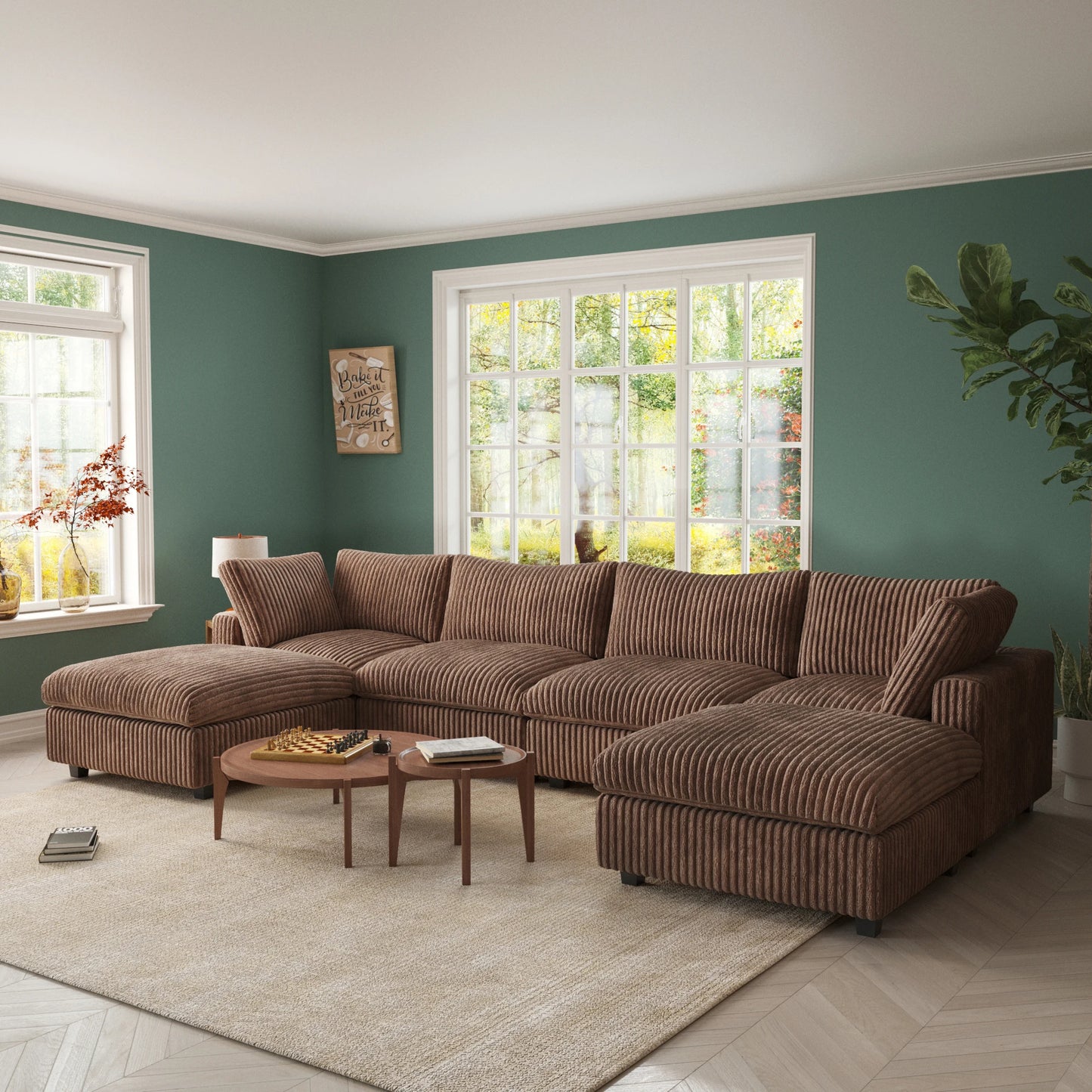 Living room inventory washable modern U-shaped 4-seat family white cloud modular combination sofa set