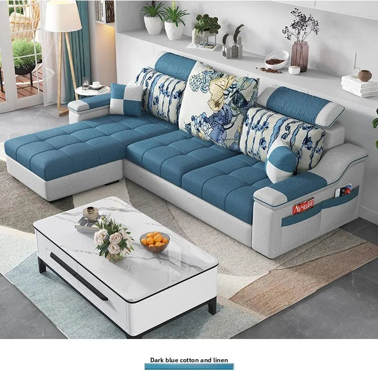 Modern minimalist Nordic fabric sofa with recliner family small apartment hotel living room bedroom