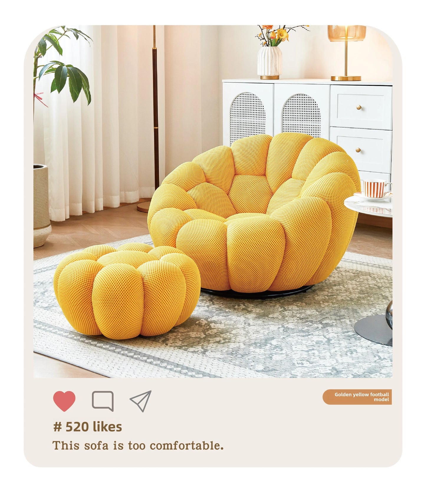Modern Pumpkin Chair Luxury Bubble Sofa Single Lounge Seat Lazy Recliner for Bedroom Balcony Living Room Aesthetic Accent