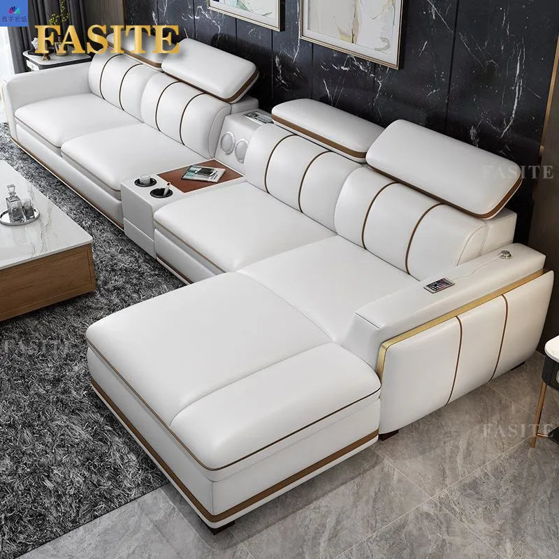 Luxury First-Layer Sofa Classic Light Living Room Size Princess Apartment Straight Row Home Combination