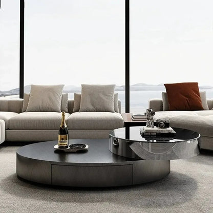 Italian Luxury Oval Coffee Tables Modern Minimalist Rotatable Center Coffee Table Set Stainless Steel Living Room Furniture FYCT
