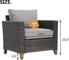 New Hot Sale Outdoor Furniture, Patio Wicker Sectional Sofa Modular Furniture Set Single Sofa Chair with Thick Cushions