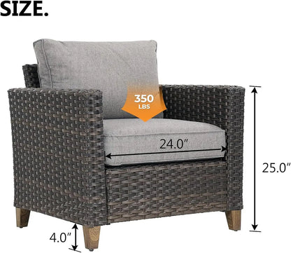 New Hot Sale Outdoor Furniture, Patio Wicker Sectional Sofa Modular Furniture Set Single Sofa Chair with Thick Cushions