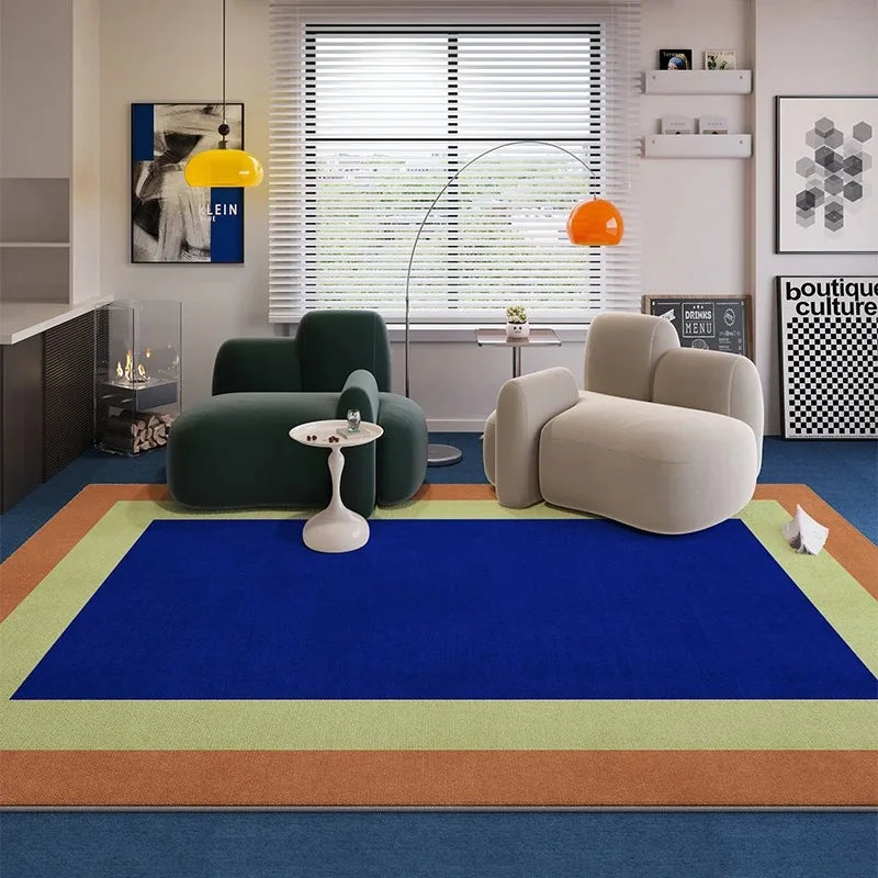 Blue Striped Living Room Rug Light Luxury Sofa Coffee Table Door Mat Retro Bedroom Lounge Non-slip Large Area Carpet Home Decor