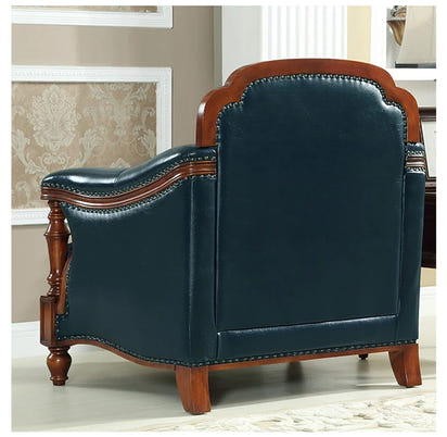 American first-layer leather sofa combination simple household solid wood corner villa L-shaped sofa