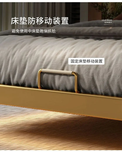 Luxury Beds 2 People Frame Floating Light Luxury Leather LED Lamp Double Bed Pink And Blue Queen Bed Frames Bedroom Furniture