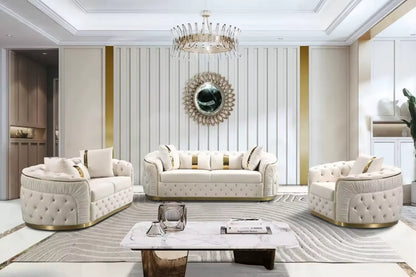 Custom Modular Living Room Tufted Sofa Cover Stainless Steel Frame for Family Apartments or Hotels