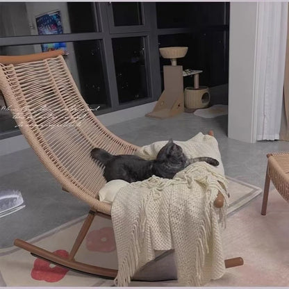 Rocking Chair Reclining Chair Adult Garden Balcony Household Nap Lazy Rocking  Elderly  Outdoor Garden Rattan Ch