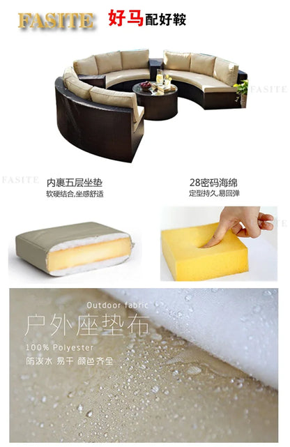 Outdoor Rattan Sofa Circular Villa Terrace Courtyard Rattan Art Living Room Leisure