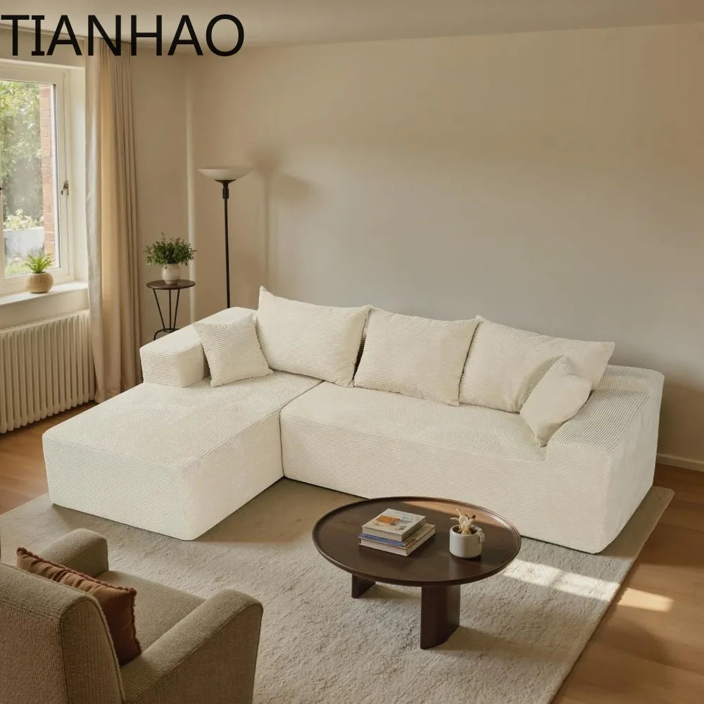 Cloud Sectional Couch with L-Shape Chaise,Modern Modular Sofa with Deep Seat, Upholstered Couches for Living Room Bedroom,No Ass