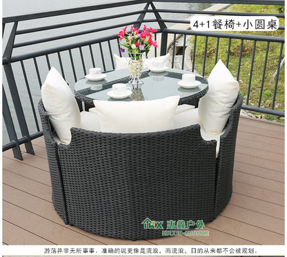 Outdoor leisure courtyard rattan chair five-piece combination outdoor villa open-air balcony creative storage home back chair