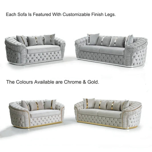 Plush velvet sofa and loveseat corner furniture living room wooden leg set