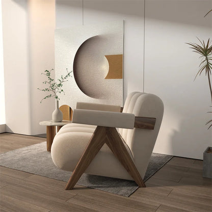 Nordic Wood Living Room Chairs Modern Living Room Sofas Home Balcony Single Leisure Back Armchair Fabric Sofa Chair Furniture