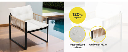 4 Seater Outdoor Sofa Set 4PCS Table Chair Set Garden Patio Furniture