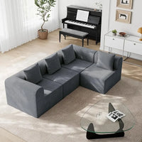 Cloud Modular Sectional Sofa with 2 Storage Ottomans 160.6" Down Filled Comfort U Shaped Sofa Minimalist Wide Deep Seat Couch