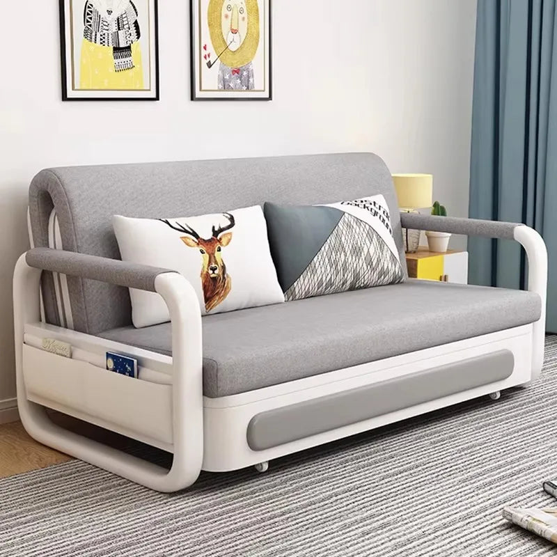 Technology cloth sofa bed dual purpose, multi functional foldable, small apartment in the living room, double fabric art