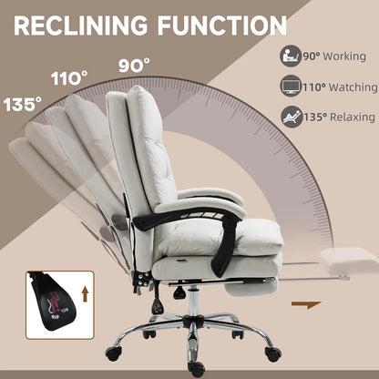 Microfibre Executive Massage Office Chair, Computer Desk Chair, Heated Reclining Chair with Footrest, Customized