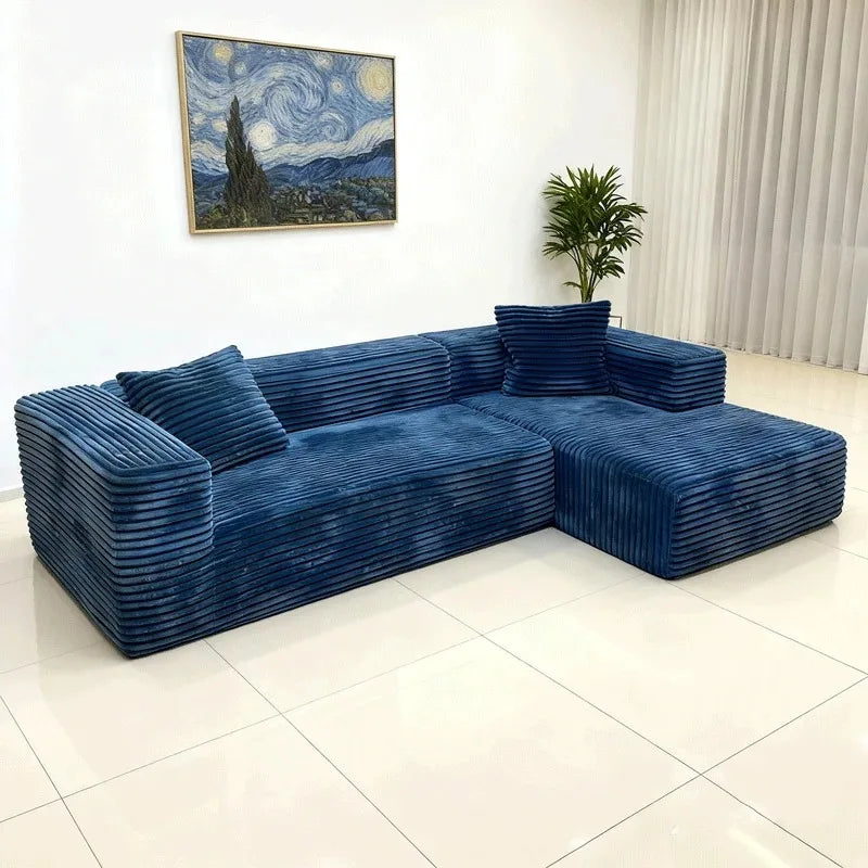 Compression sofa tofu block corduroy simple light luxury compression L-shaped corner sofa