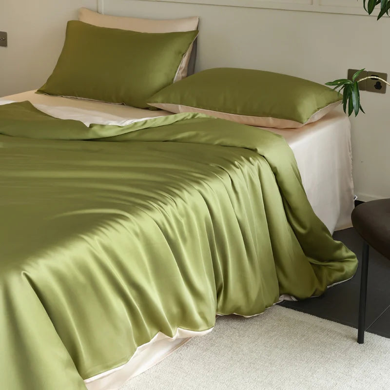 100% Silk 3pcs Bedding Set Natural Mulberry Silk Duvet Cover Set with 2pcs Pillowcase Solid Color Quilt Cover Pillow Case Luxury