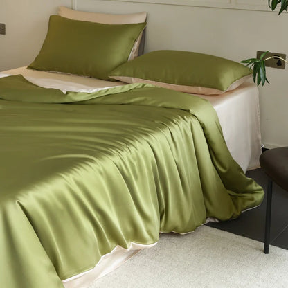 100% Silk 3pcs Bedding Set Natural Mulberry Silk Duvet Cover Set with 2pcs Pillowcase Solid Color Quilt Cover Pillow Case Luxury