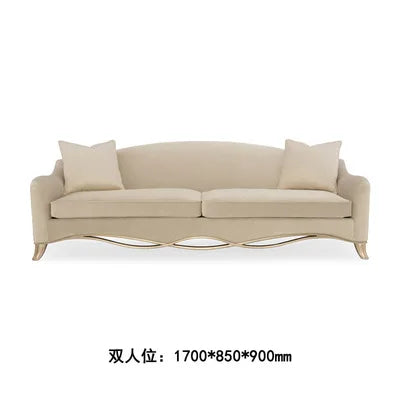 American modern simple living room solid wood fabric sofa French champagne gold combination full set of furniture
