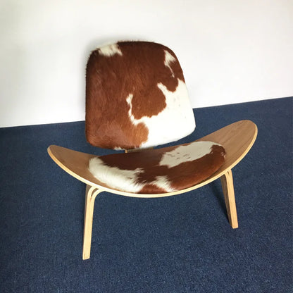 Modern Lounge Shell Chair Three-Legged Shell Chair Ash Plywood Fabric Upholstery Living Room Furniture