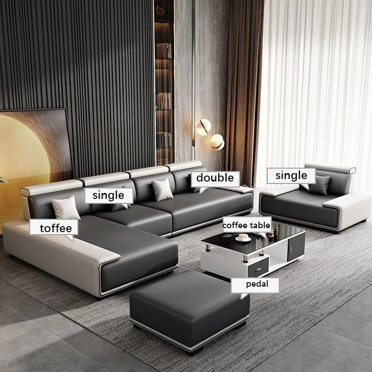 Modern Minimalist Fabric Sectional Sofa Set for Home and Mall Living Room Furniture