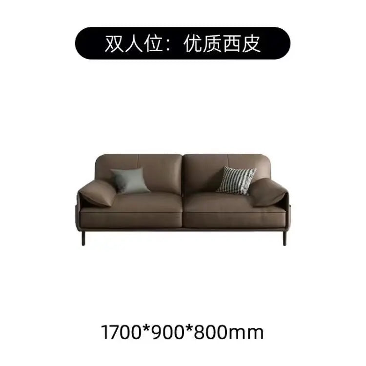 Simple Modern Office Sofa Coffee Table Set Luxury Genuine Leather Three-Seater for Business Meeting Reception Living Room Hotel