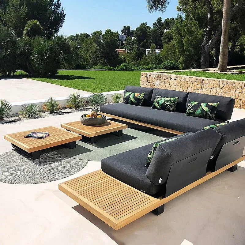 #2024 New Product Teak Table With Outdoor Sofa Set Leisure Villa Courtyard Garden Furniture