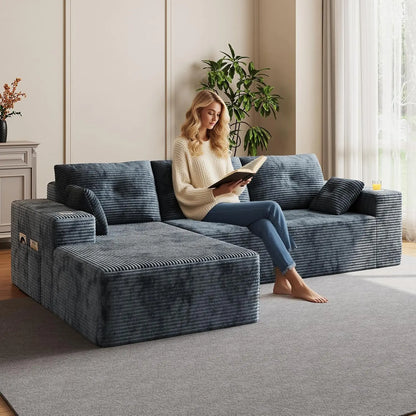 109" Boneless Couches for Living Room, Modular Sectional Sofa with Oversized Chaise, L-Shape Cloud Couch with Deep Seat
