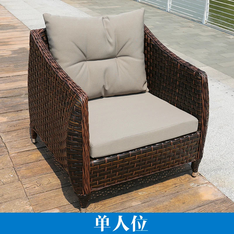 Leisure Courtyard Garden Sofas Outdoor Simple Homestay Coffee Table Garden Sofa Terrace Pe Rattan Furniture Sofá Exterior MHHYSF