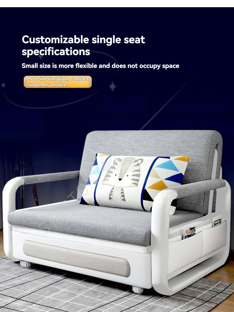 Foldable Living Room Multifunctional Sofa Bed Fabric Sponge Filled Sitting and Lying Sofa Bed With Storage