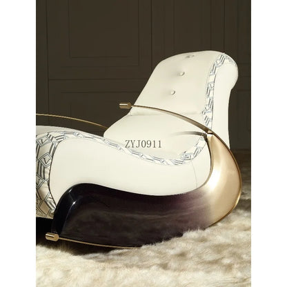 Modern Italian light luxury leather leisure chair living room single sofa rocking chair