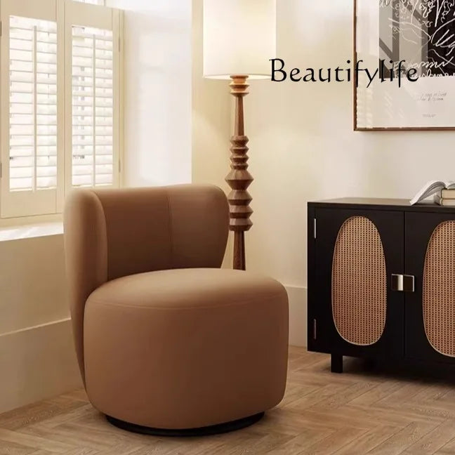 Nordic light luxury single balcony sofa simple leisure chair rotatable fabric bedroom dressing stool
