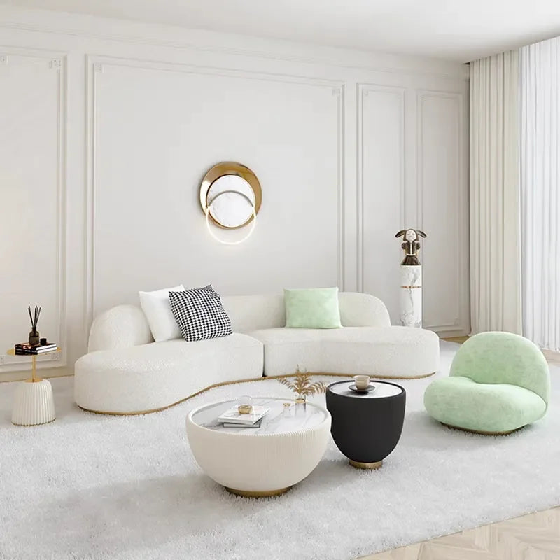 Modern Design Sectional Sofa Set Living Room Hotel Furniture with Curved Modular Velvet Fabric Couch