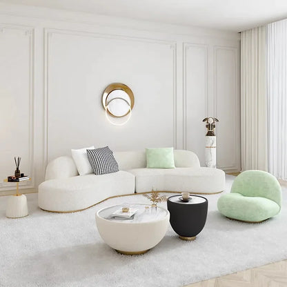 Modern Design Sectional Sofa Set Living Room Hotel Furniture with Curved Modular Velvet Fabric Couch