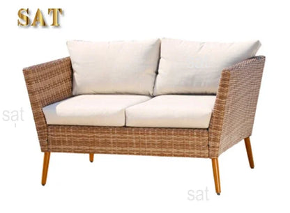 # Brown Patio Wicker Loveseat Setting Couch Furniture Outdoor Garden Rattan Aluminum Sectional Conversation Sofa Set #