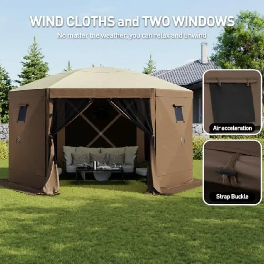 Pop Up  Tent 6-Sided Pop-up Gazebo Sn Tent with Mesh Windows Outdoor  Shelter Tent with Carrying Bag Large Shade Tents for Camp
