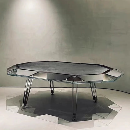 Light Luxury Creative Desig Tempered Glass Poker Table Multi-person Chess and Card Table Club Entertainment Furniture